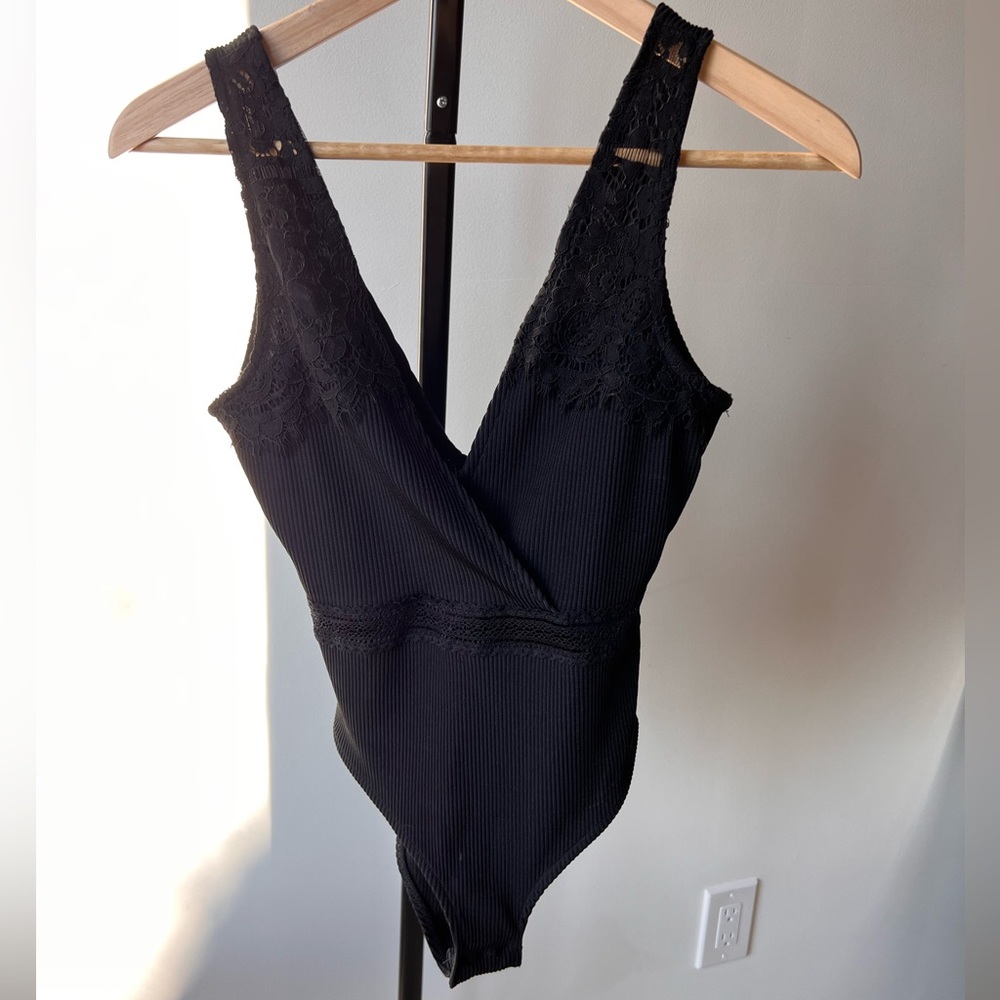 Top Shop Black Lace Bodysuit (S)